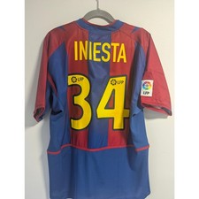 FC Barcelona 2002–03 Home Iniesta Jersey – Rare Authentic Vintage Nike Men Large
