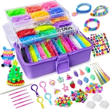 ROSHUKG 45 Colours Rubber Band Bracelet Kit with 3 Layer Container, purple 