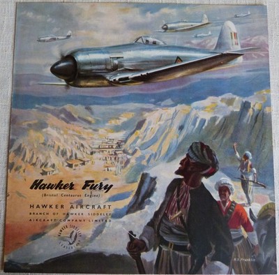 The Hawker Fury Flugzeug Marine Jagdflugzeug Original Design Werbe 40er Jahre