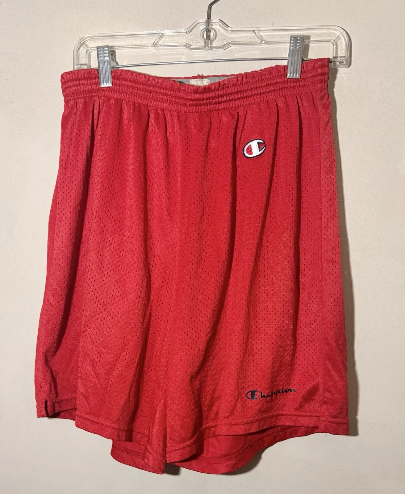 Men's Vintage 90's Champion Red Mesh Basketball Shorts sz L (36-38)