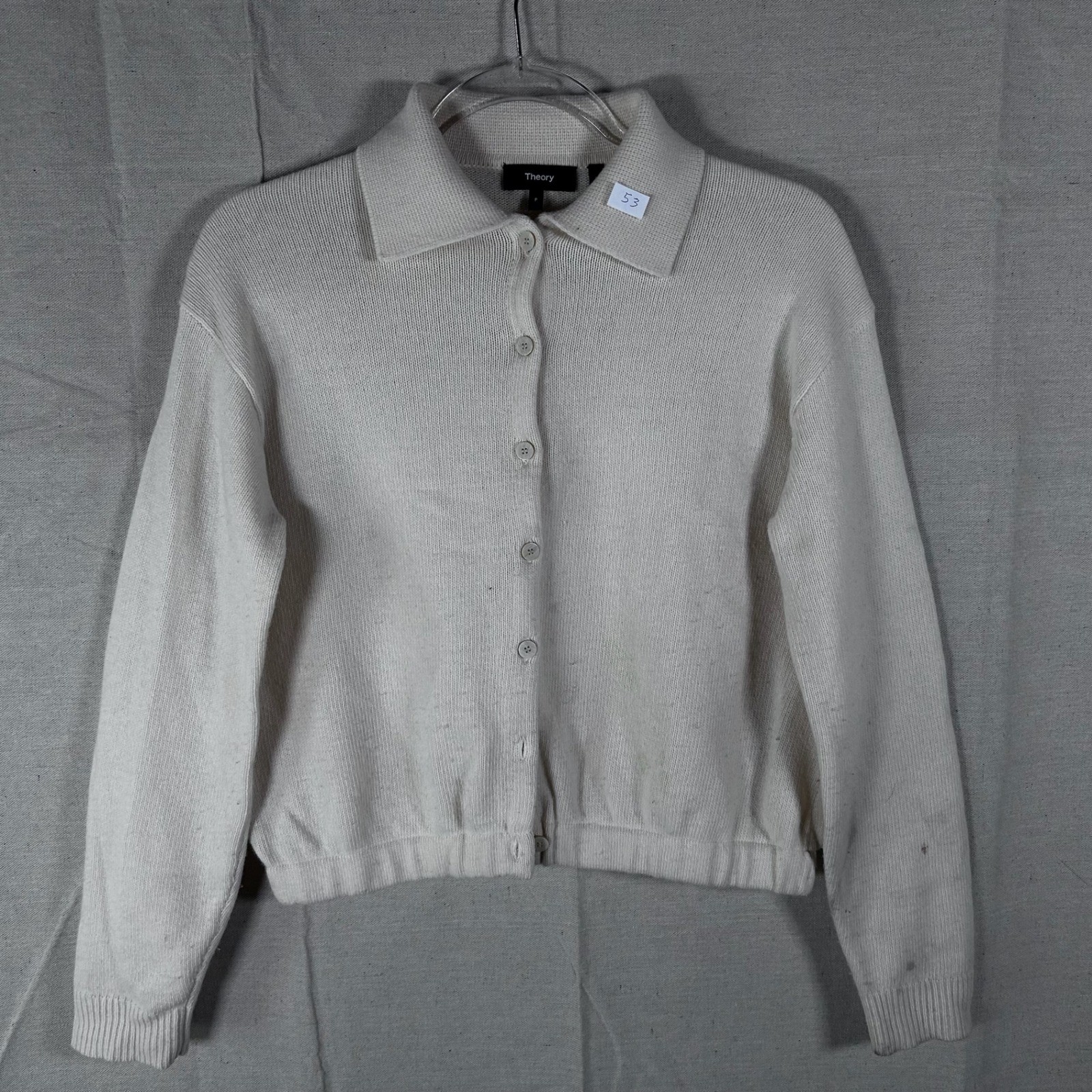 Theory Womens Ivory Felted Wool Cashmere Crop Polo Cardigan Sweater M0711746 P