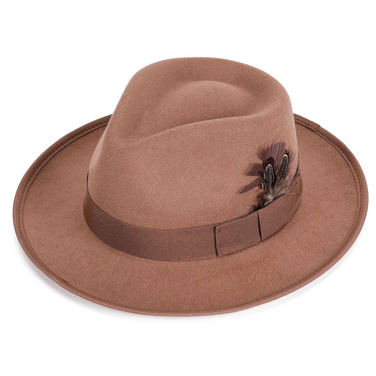 Beige Belt Buckle Solid Fedora Panama Hat Lisianthus Women main image 4