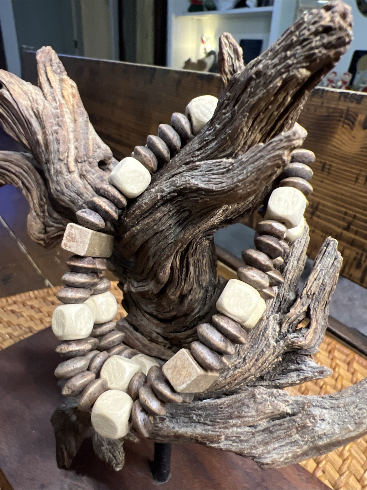 Multi Layer Stretch Wood Bracelet Multi Toned Boh… - image 2