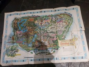 1962 Disneyland Large Color Tourist Map 30” x 45” Average Condition -