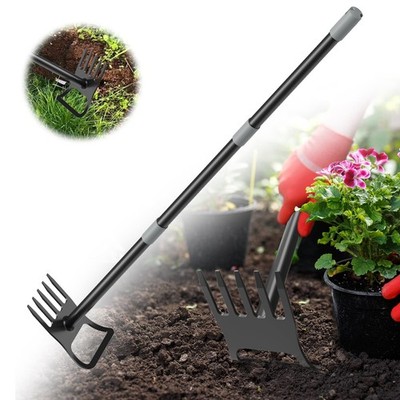 Garden Hoe, 2-in-1 60'' Adjustable Handle, Sharp Blade, Black