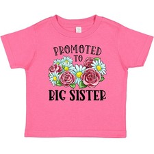 Inktastic Promoted To Big Sister With Flowers Baby T-Shirt Siblings Sibling Sis