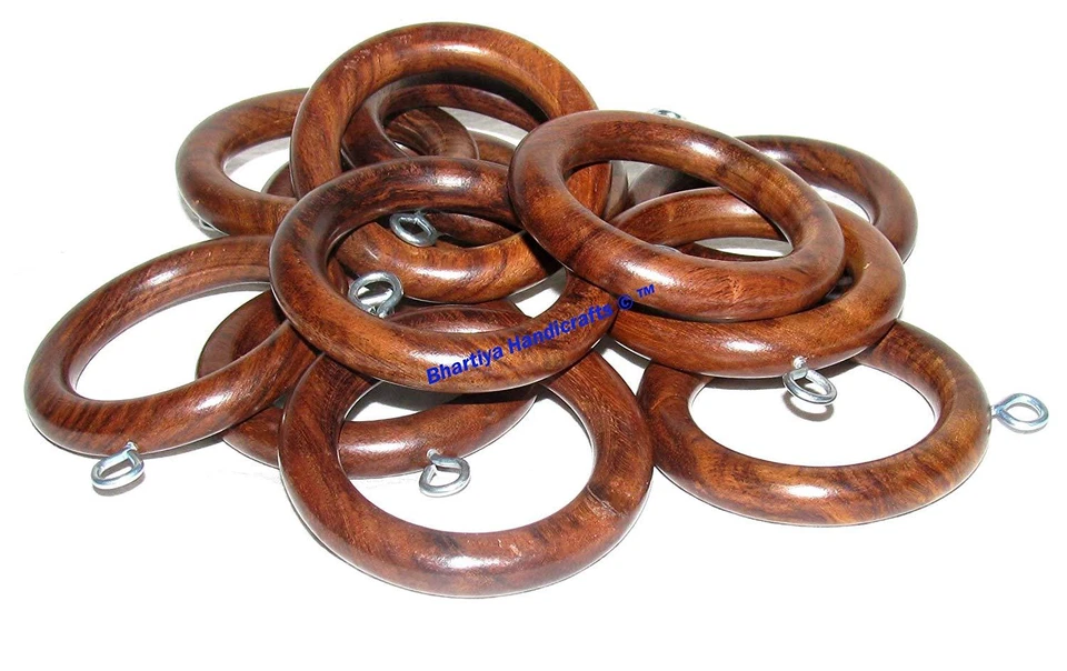 Wooden curtain rings Decorative Wood Ring with Detachable Clip Set of 12 piece - Image 4 of 4