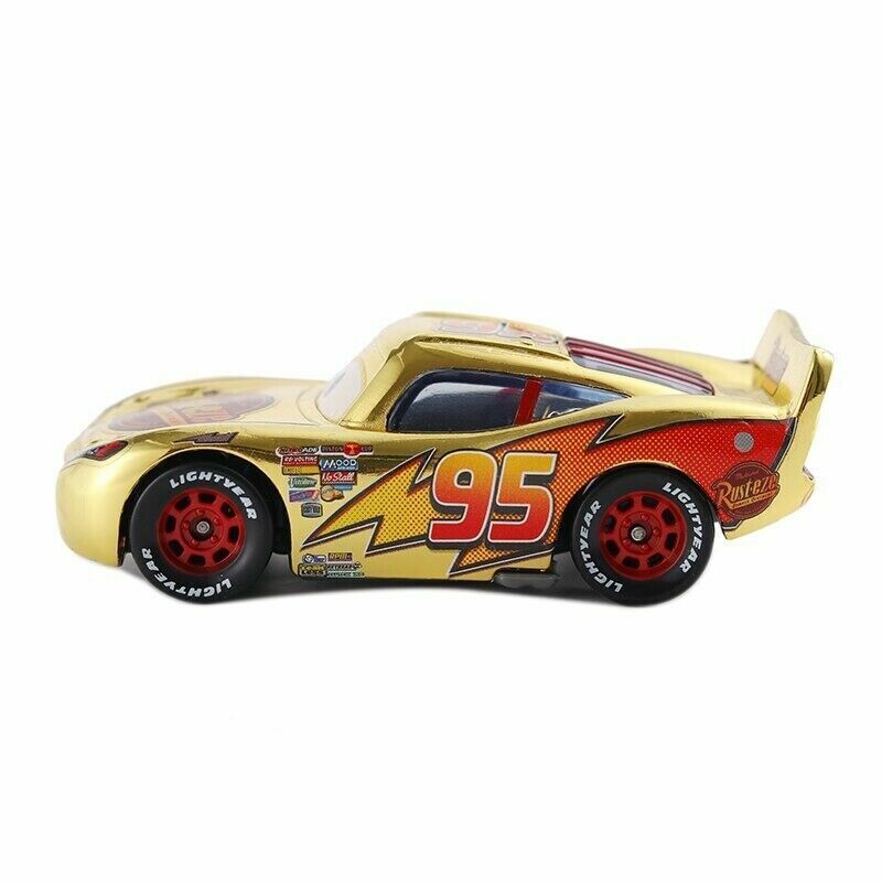  Disney Cars Golden Die-Cast Lightning McQueen 1:55Scale Movie  Character for Racing and Storytelling Fun, Gift for Kids Age 3 Years and  Older : Toys & Games