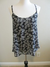 HOT TOPIC DOUBLE SHEER SPAGHETTI STRAP TOP BLACK, YELLOW, WHITE, MEDIUM