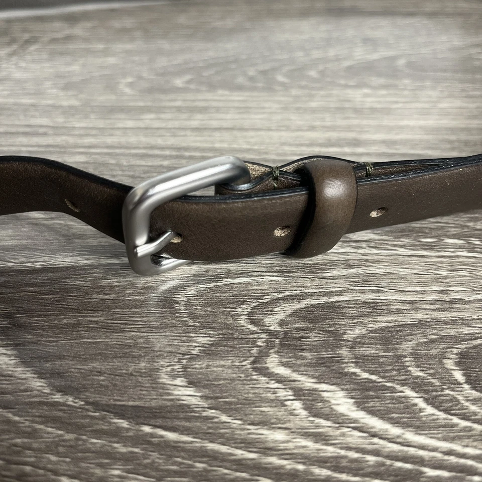 Cinturón básico de cuero para hombre Zara marrón plateado hebilla hecho en España talla 95/38 Foto 3 de 4