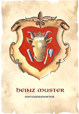 Wappen FLEISCHER  METZGER DIN A4  WP  Arbeits- Geschäfts- Jubiläum