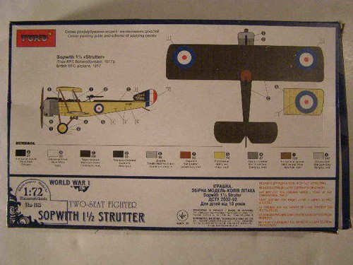 Reino Unido Sopwith 1 1/2 Strutter Scout, Primera Guerra Mundial 1/72 TOKO modelo kit RO 118 - Imagen 2 de 4