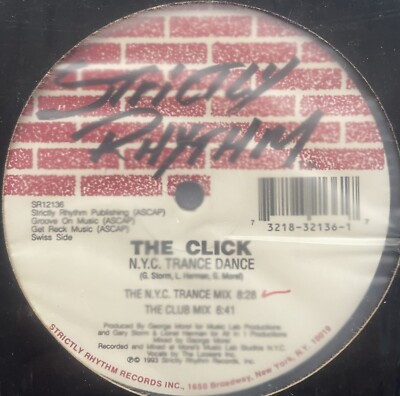 The Click N.Y.C Trance Dance Vinyl 12'' Single SR12136 Dance/House