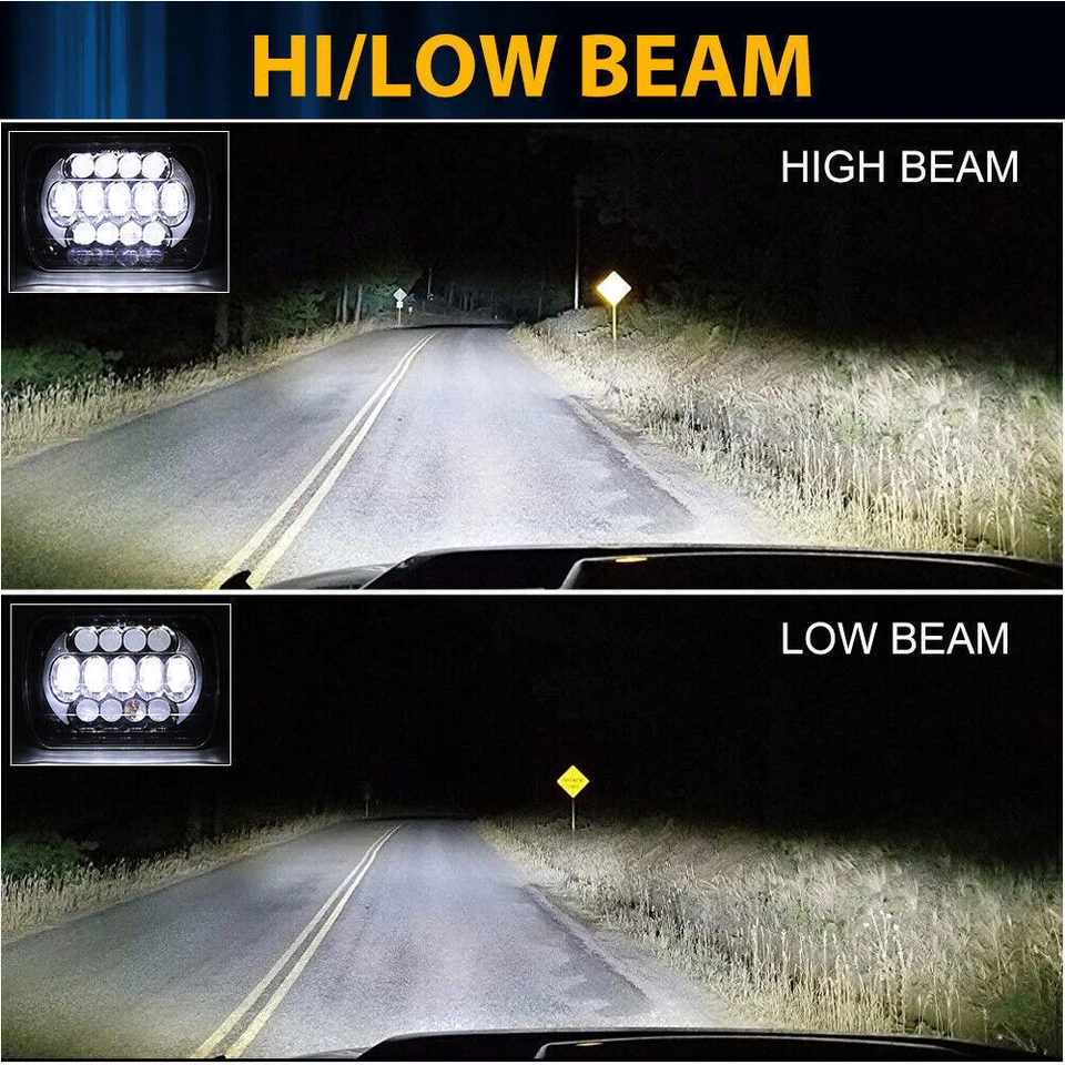 Pair 7x6" LED Headlights Hi/Lo Sealed Beam DRL For Ford F600/700/800 FT900 F-100 - Image 3 of 4