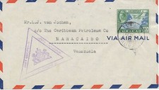 CURACAO 1942 10 C EF a. Kab.-Lupo-Bf von "Willemstad" n. "Maracaibo" VENEZUELA