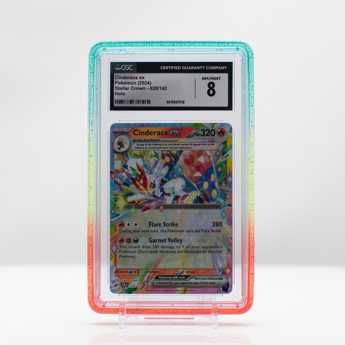 pokemon card cinderace ex Holo #28 Stellar Crown 2024 - CGC 8 (Dont apply Weakness and Resistance for Benched Pokmon.) Weakness / Resistance / Retreat Cost CINDERACE ex SVP 163 Scarlet