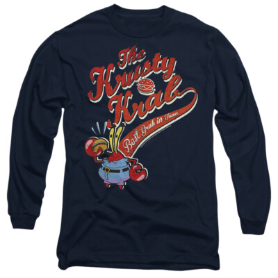 Spongebob Schwammkopf The Krusty Krab Unisex Erwachsene Langarm T-Shirt, Navy