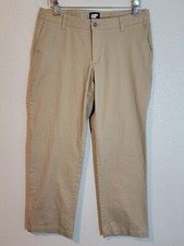 lands end khakis pants womens size 10 regular straight mid rise brown