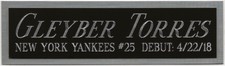 GLEYBER TORRES YANKEES NAMEPLATE FO AUTOGRAPHED SIGNED BASEBALL-BAT-JERSEY-PHOTO