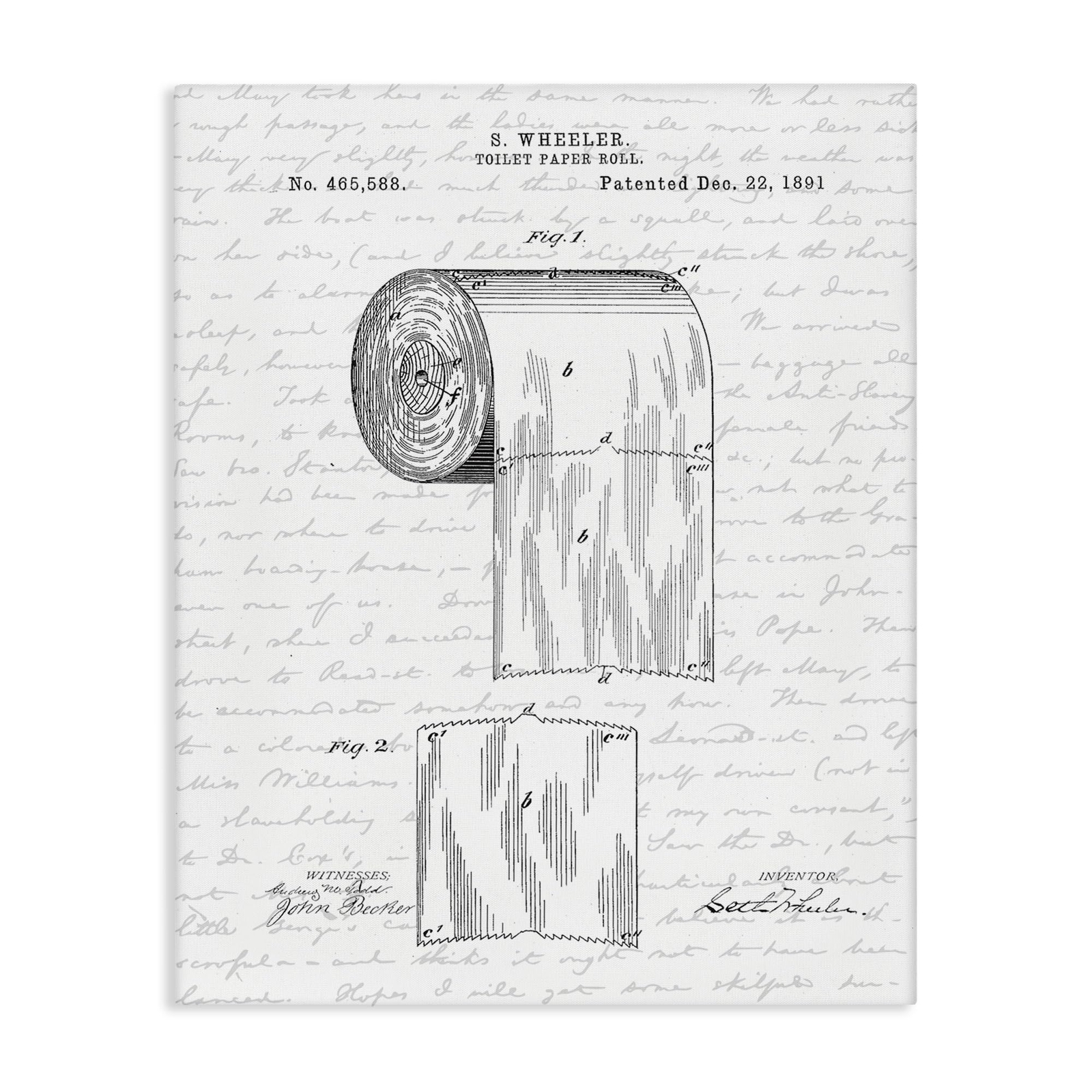 Roll Patent Black And White Bathroom Design Canvas Wall Art Design By Artist ...