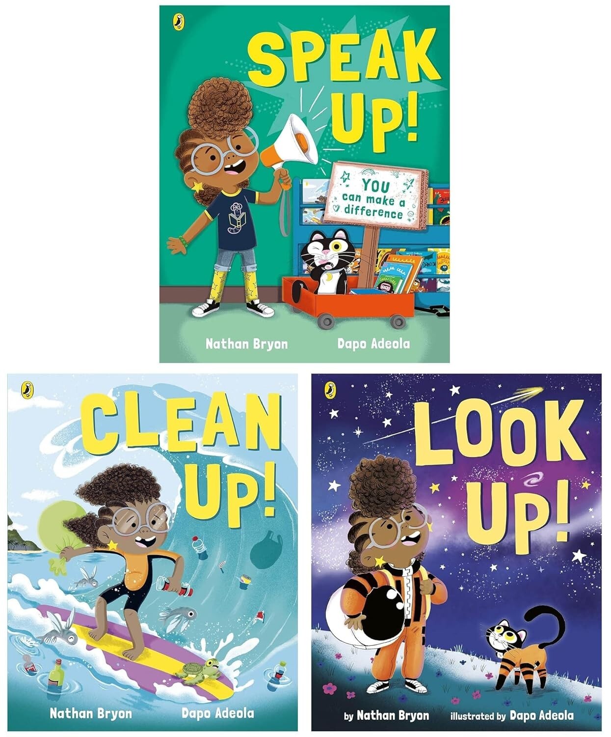 Nathan Bryon 3 Books Collection set (Look Up!, Clean Up!, Speak Up!) Paperback