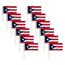 Lot of 12 12x18 12"x18" Puerto Rico Rican Stick Flag wood staff 24 inch 100D