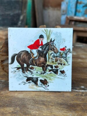 Vintage Old Ceramic Man Riding Tile Made in Japan | eBay
