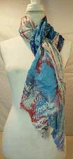 Designer Collection Eighteen 18 Sheer Fringe Edge Scarf Red Blue White Pink