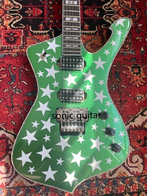 Iceman Silver Green Star HH Open Pickup Floyd Rosewood Fingerboard