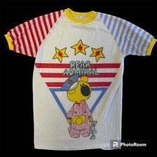 Vtg 80's REAR ADMIRAL Teddy Bear 1987 Cartoon Night Shirt Kids Child Gown OS
