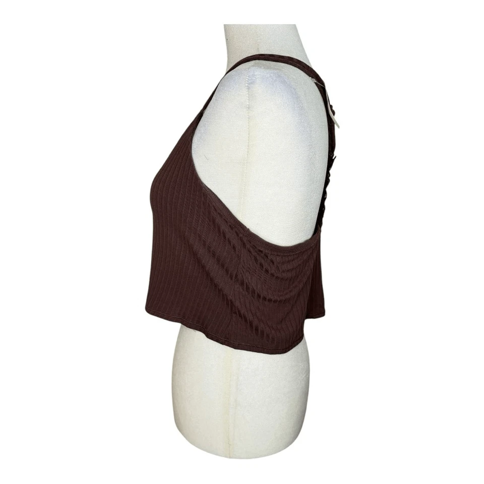 NEW Aerie Women's Lace Trim Cami Tank Top Brown Size Large Sleeveless Casual NWT - Image 2 of 4