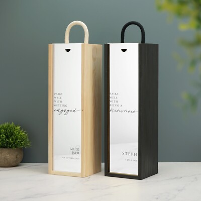 Pairs Well With Getting Engaged Married Wein Geschenkbox individuell bedruckt Verlobung