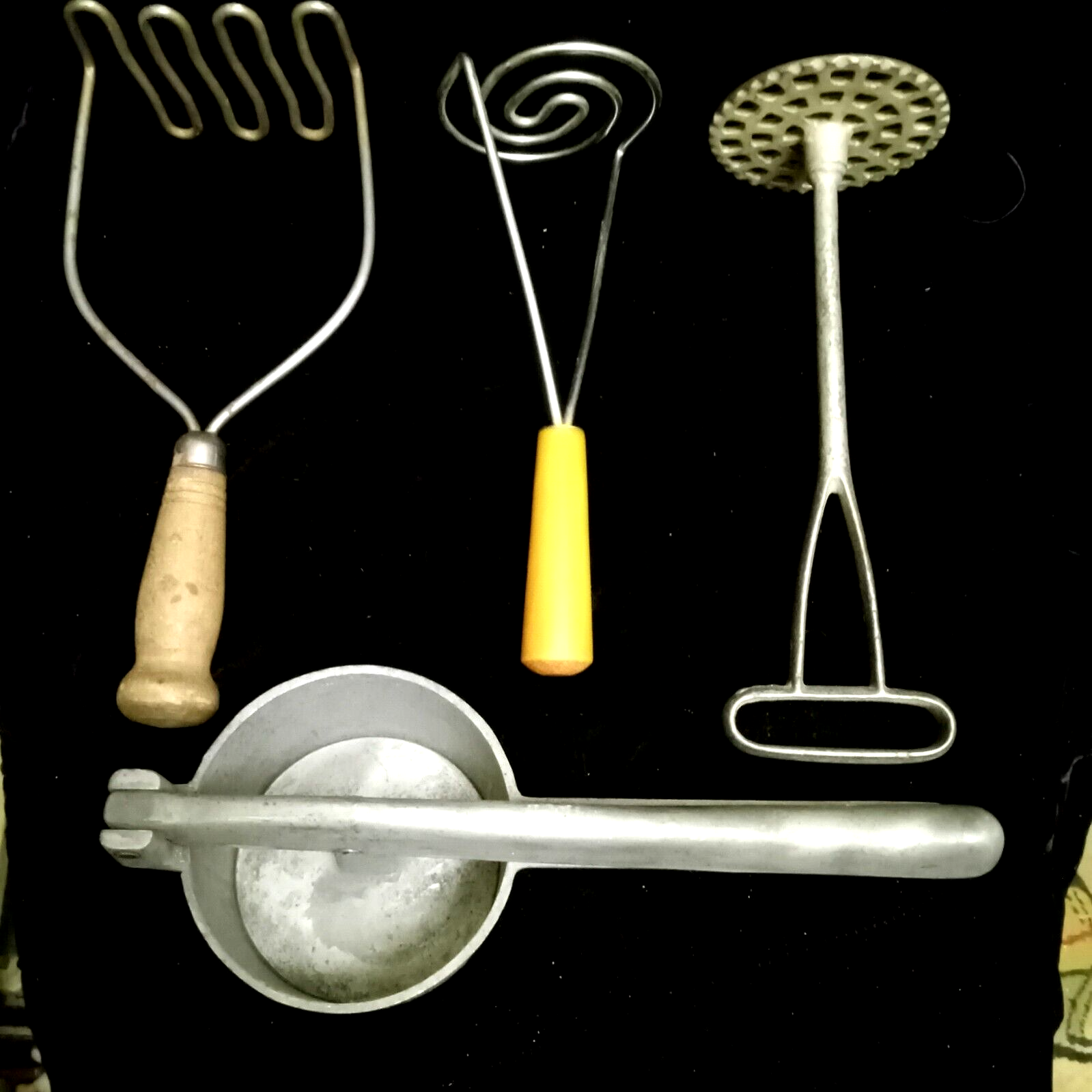 vintage lot of four potato mashers one with bakelite handle eBay