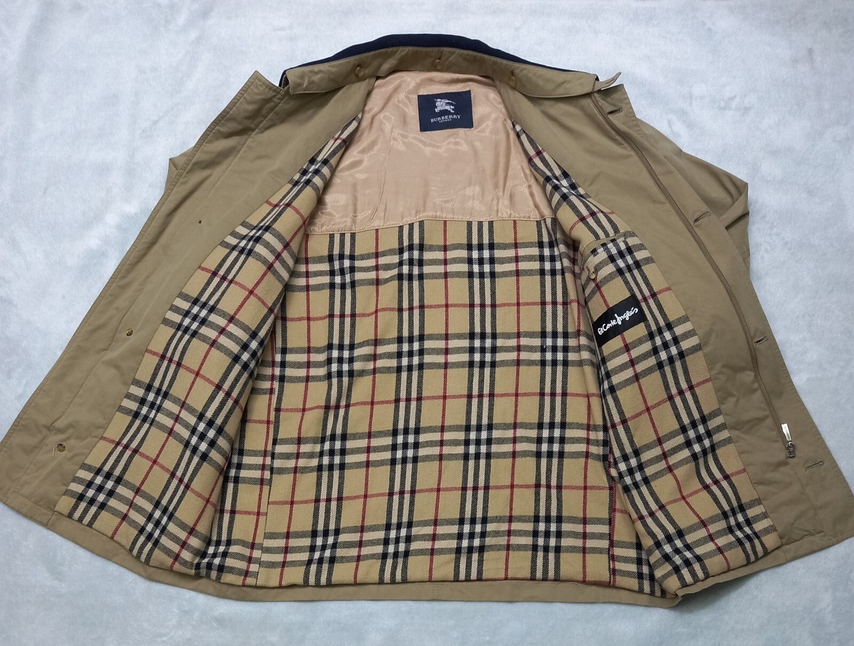Vintage Burberry Overcoat Winter Jacket Beige Nova Check Wool