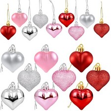 36 Pcs Valentine Ornaments Wooden Tree Ornaments Diamond Hearts Tags