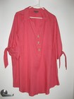 AUTOGRAPH SALMON PINK COLLARED TUNIC TOP WTH BUTTONS+SHORT TIED SLEEVES SIZE 16