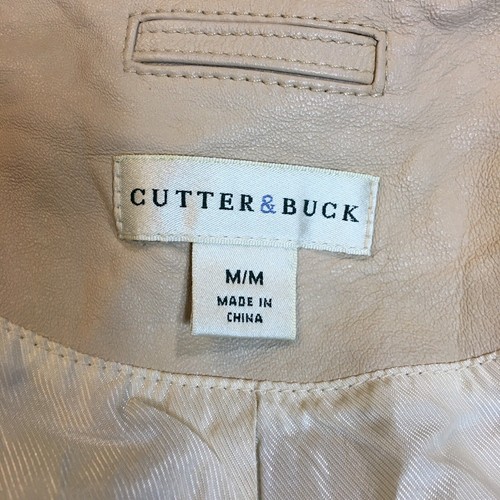 CUTTER & BUCK IVORY WOMEN'S ZIP FRONT LINED SOFT LEATHER JACKET MEDIUM - Picture 4 of 8