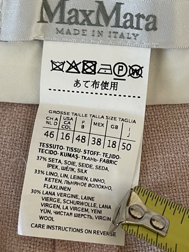 Max Mara Pants Linen Blend Pale Pink Trouser Women's Size 10 32.5” X 29 READ - Picture 15 of 23