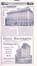 1924 Washington DC The Washington &  Hotel Harrington  Print Ad