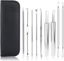 9 Piece Stainless Steel Blackhead Removal Tool Kit Acne Extractor Pimple Popper