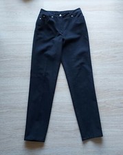 NWT EMANUEL UNGARO High Rise Slim Leg Pants Zip Black 100 Cotton Women Sz.8/42