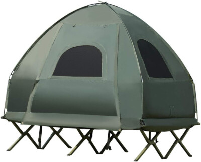 Giantex Two Person Outdoor Camping Foldable Tent Cot w/ Bedding Set, Storage Bag