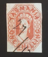 TASMANIA. AUSTRALIA. QV 1858. 1/- Chalon Head stamp. Super colour. Fine used.