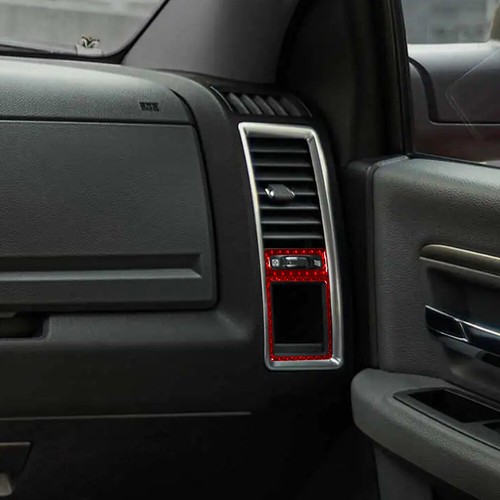4Pcs Red Carbon Fiber Interior Dim Light Control Cover Trim For RAM 1500 - Picture 5 of 13