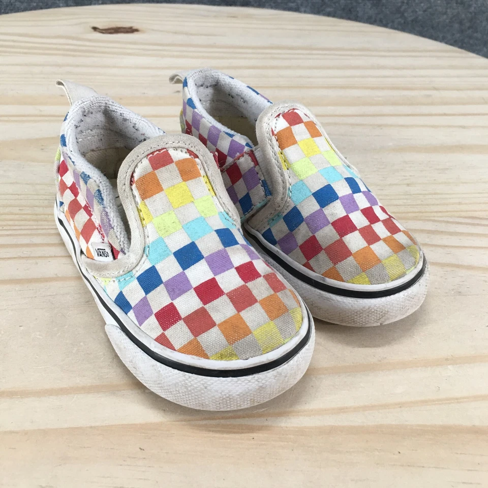 Vans Zapatos Niño Pequeño 6 Cuadros Zapatillas Sin Cordones Multicolor Comodidad 500714 Foto 3 de 4