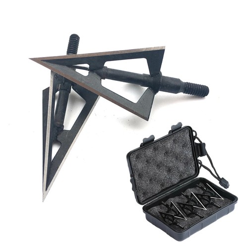 3/6/12/24/60 Stück Broadheads Jagd 3 Klingen Pfeilspitzen schwarze Spitze Stahl - Bild 11 von 11