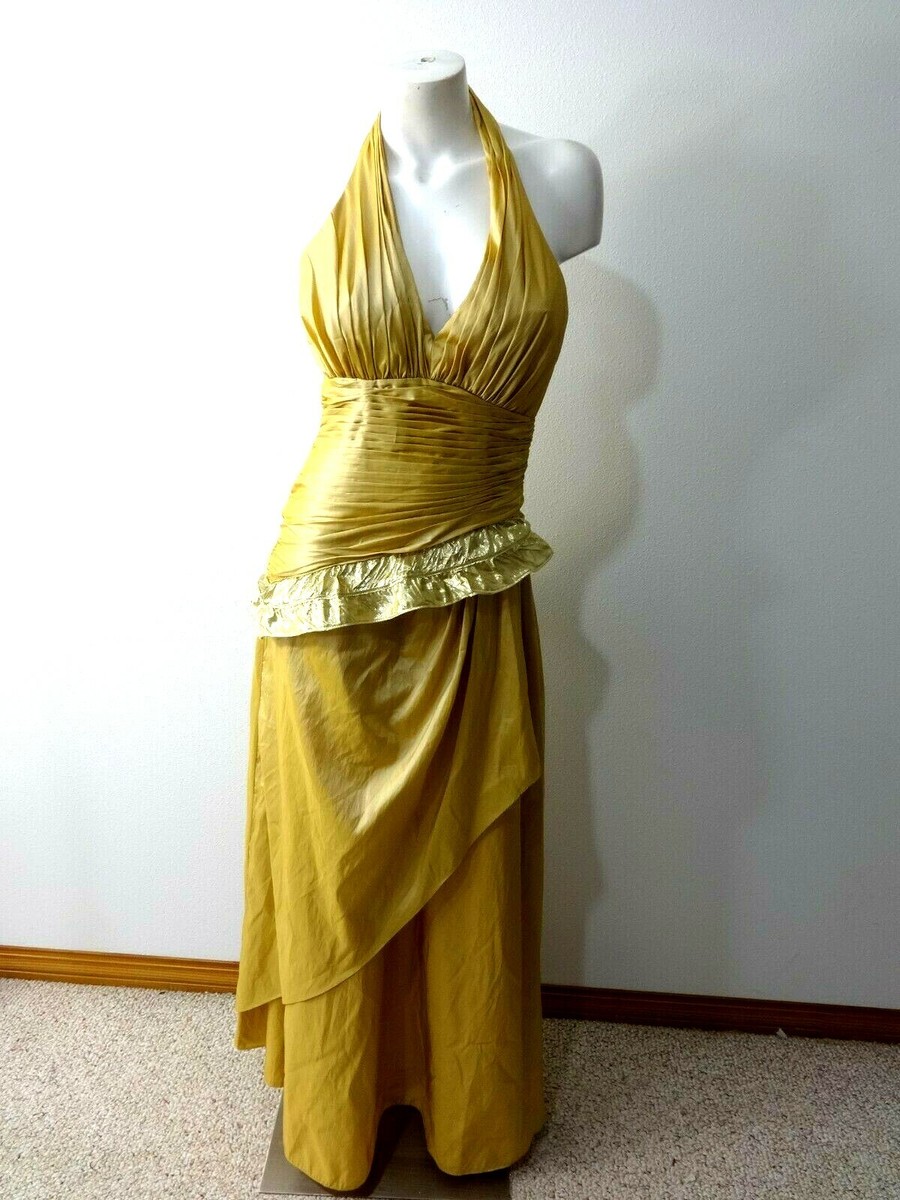 AVALON BRIDAL WOMENS METALLIC GOLD HALTER STYLE FORMAL DRESS SIZE 10 | eBay