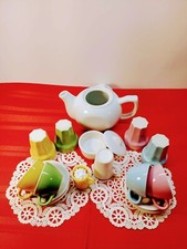 Vintage Ceramic Tea Set Doll House 60's Tea Cups Sugar Creamer Teapot