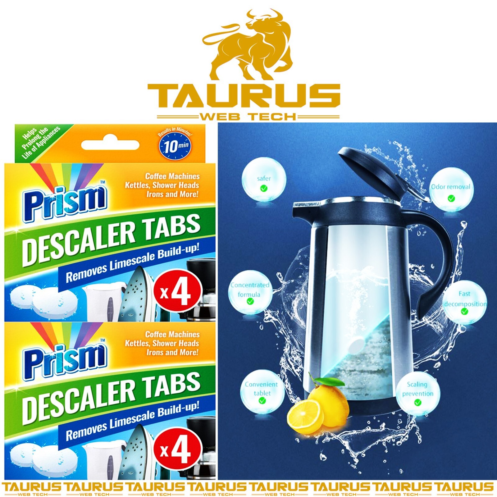 8x Descaler Tabs Removes DIY Limescale Kettle Iron Shower Head Coffee