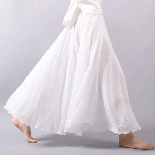 Women Summer Skirt Cotton Blend Long Skirts Elastic Waist Boho Maxi Skirts Size - Picture 17 of 32